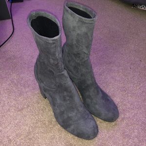 Gray calf high boots